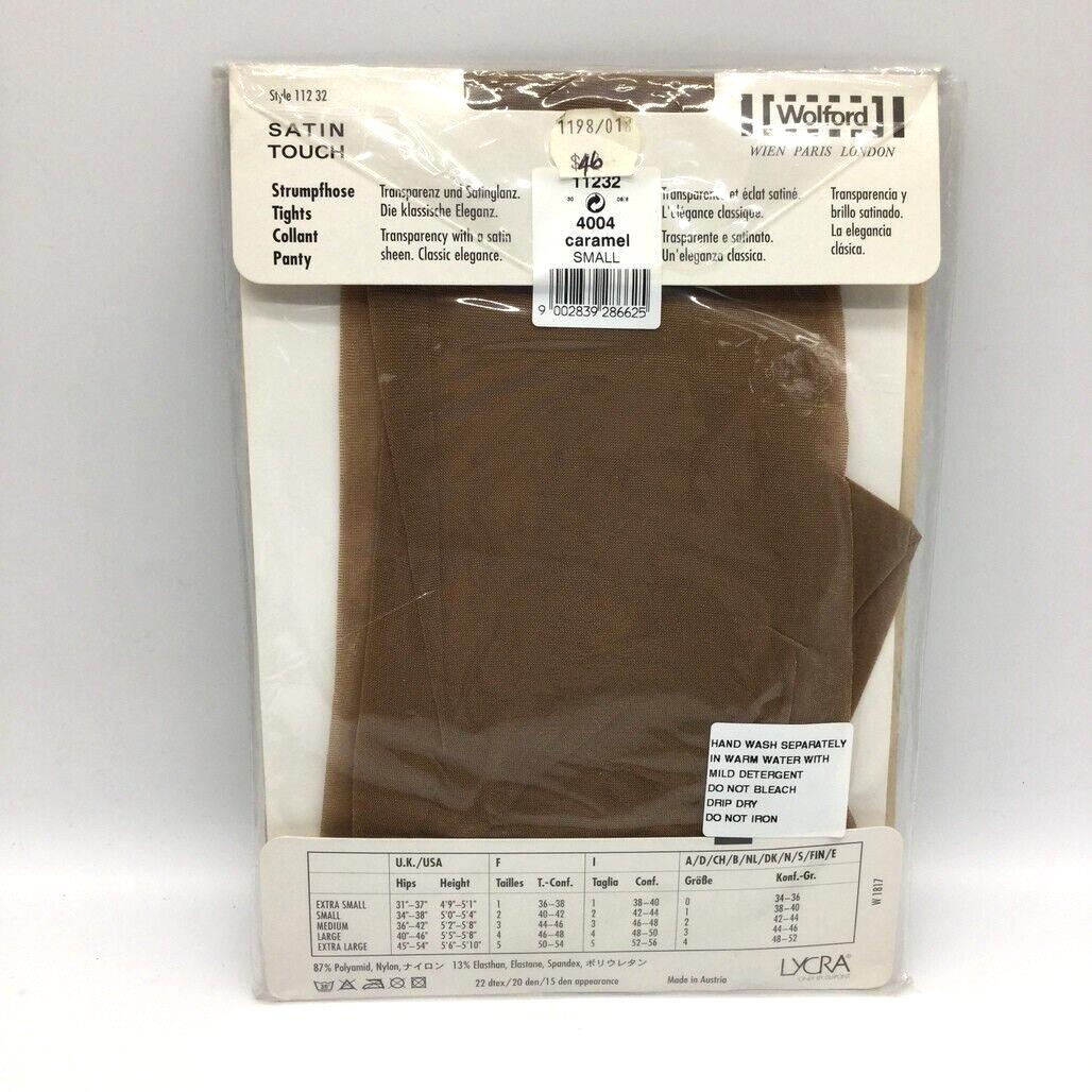 Wolford Satin Touch Caramel Brown Smooth Tights Pantyhose Ladies Size Small NEW