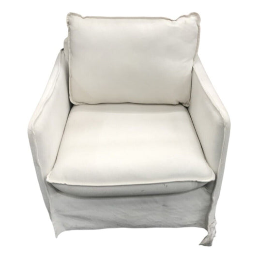 Upholstered Slipcover Removable Washable Cover White Armchair *P/UP DEMO