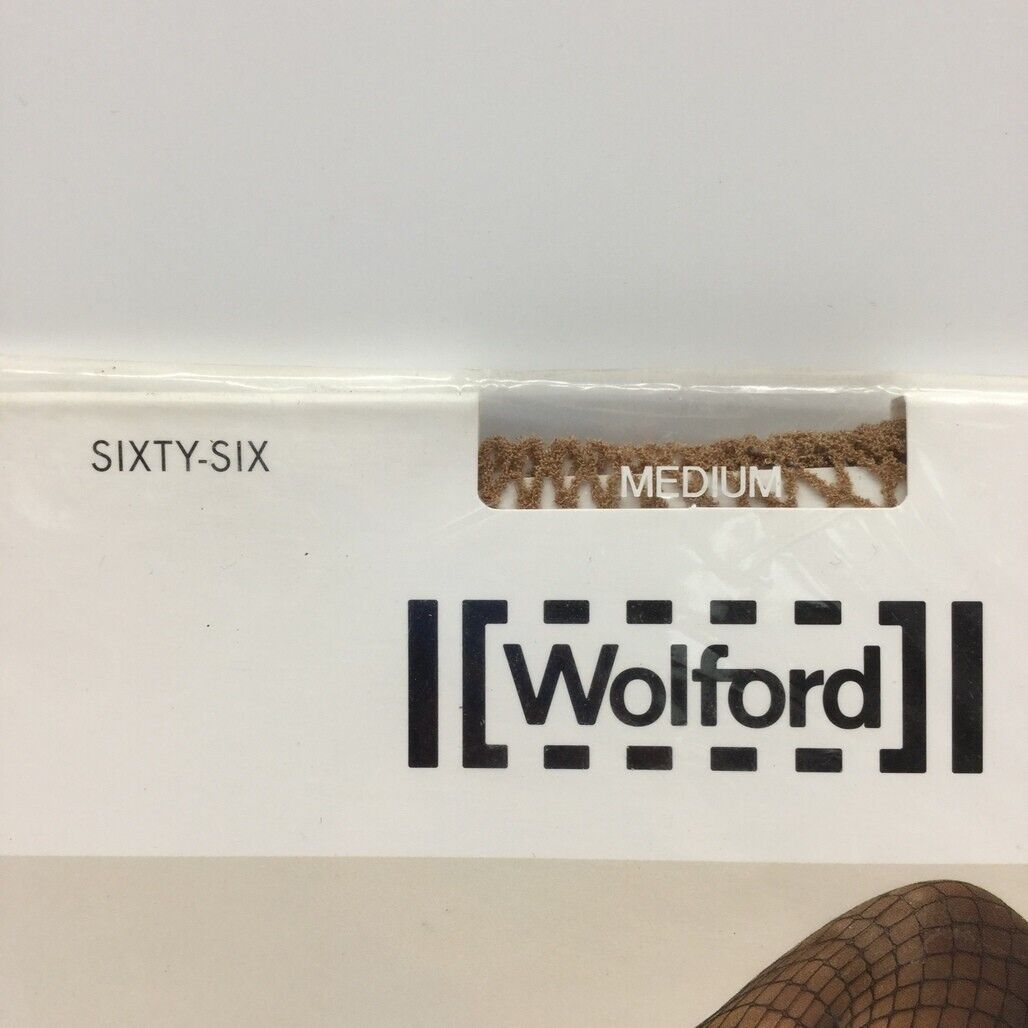 Wolford Sixty-Six Tights Honey Brown Fishnet Pantyhose Ladies Size Medium NEW