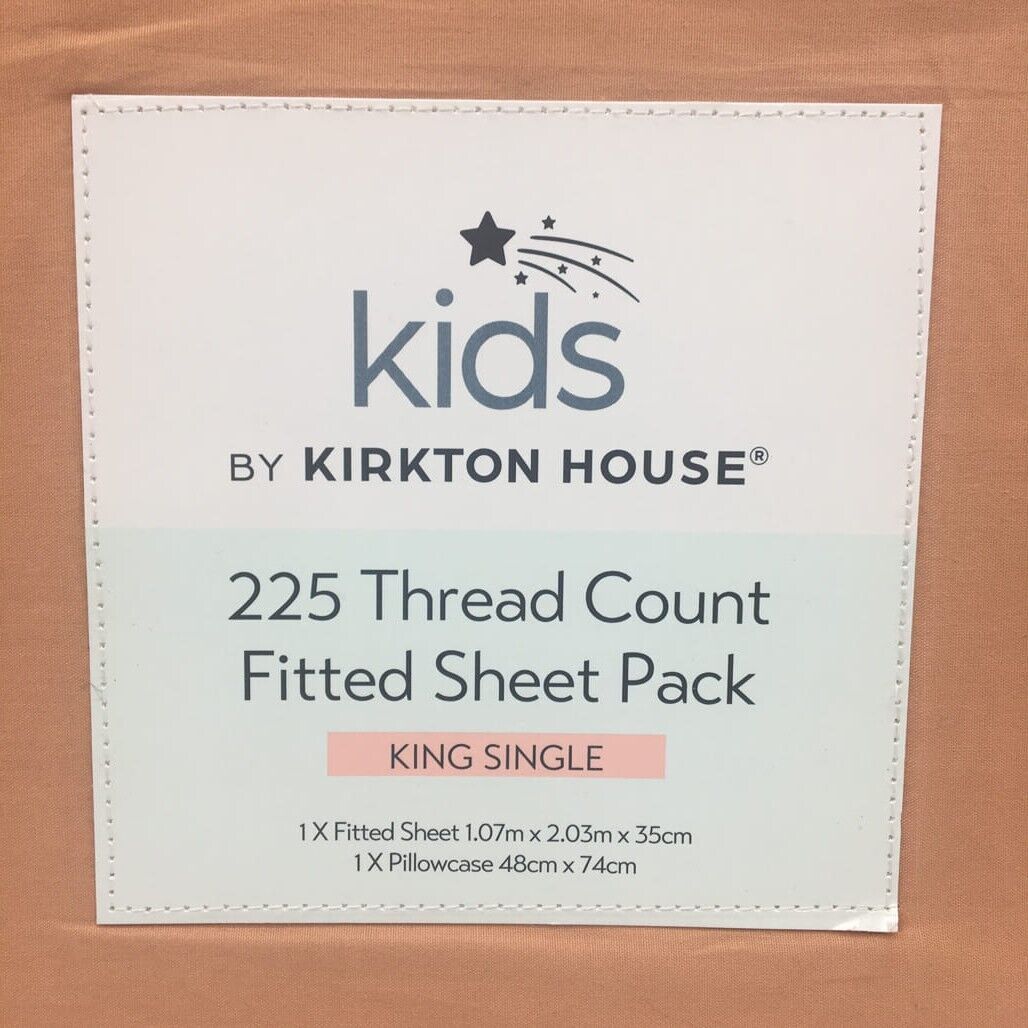 Kirkton House Kids Orange 225 Thread Count Fitted Sheet Pack King NEW