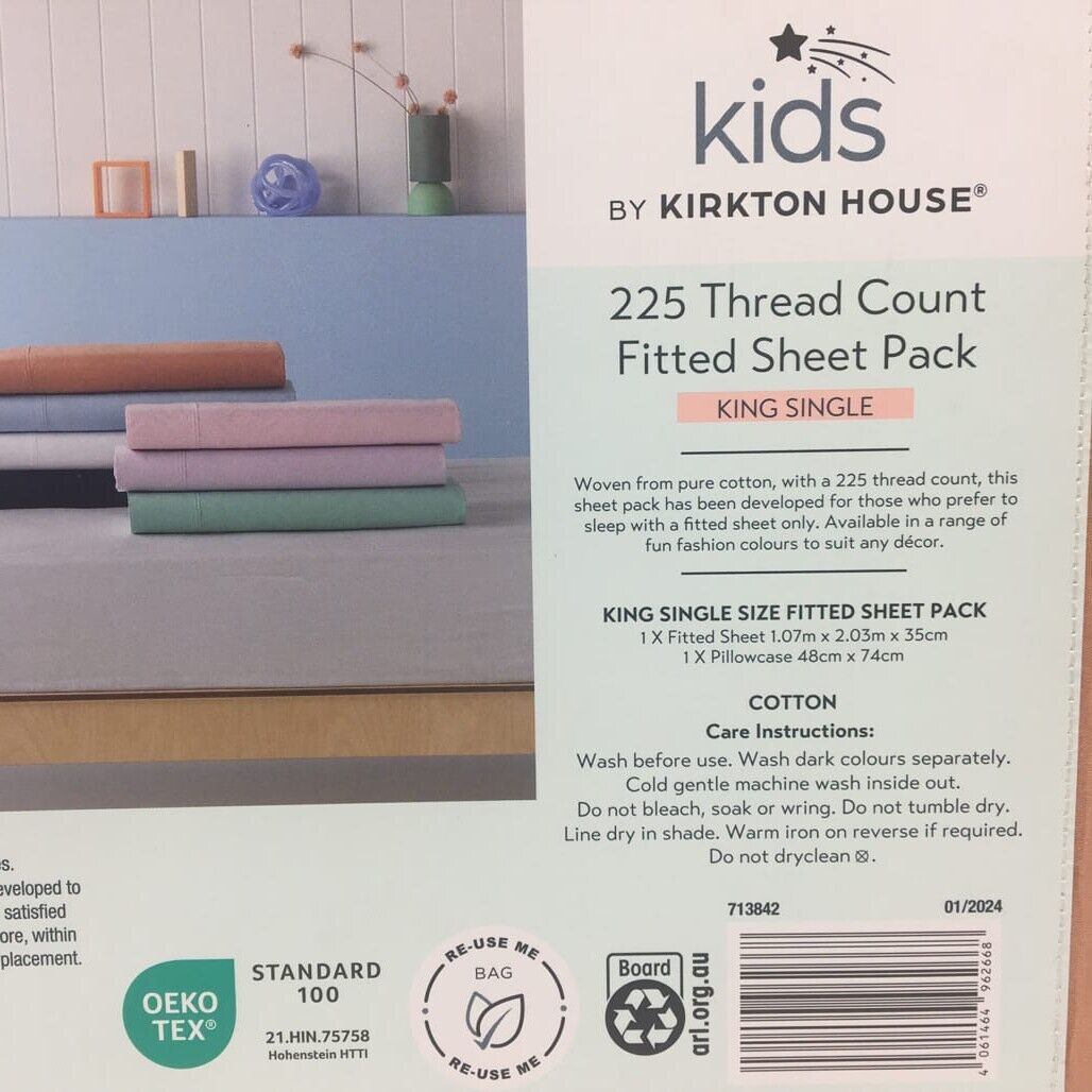 Kirkton House Kids Orange 225 Thread Count Fitted Sheet Pack King NEW