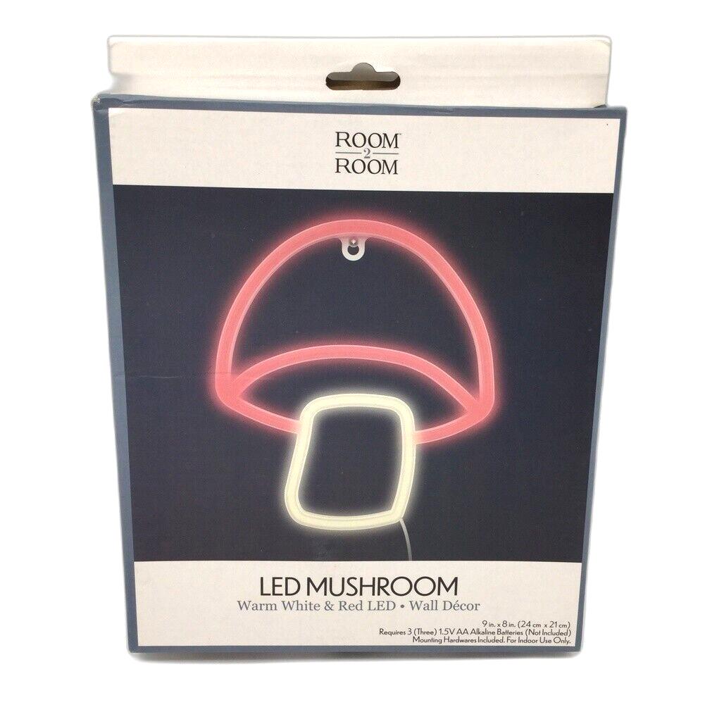 Room2Room LED Mushroom Warm White & Red Wall Light 24x21cm Battery Powered NEW