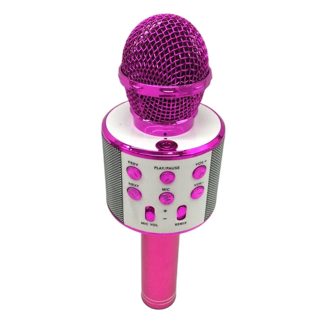 Bluetooth Pink Karaoke Microphone Speaker Echo&Volume Control Wireless Music NEW