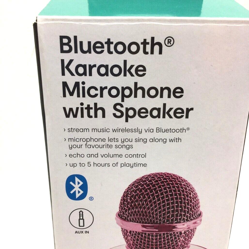 Bluetooth Pink Karaoke Microphone Speaker Echo&Volume Control Wireless Music NEW