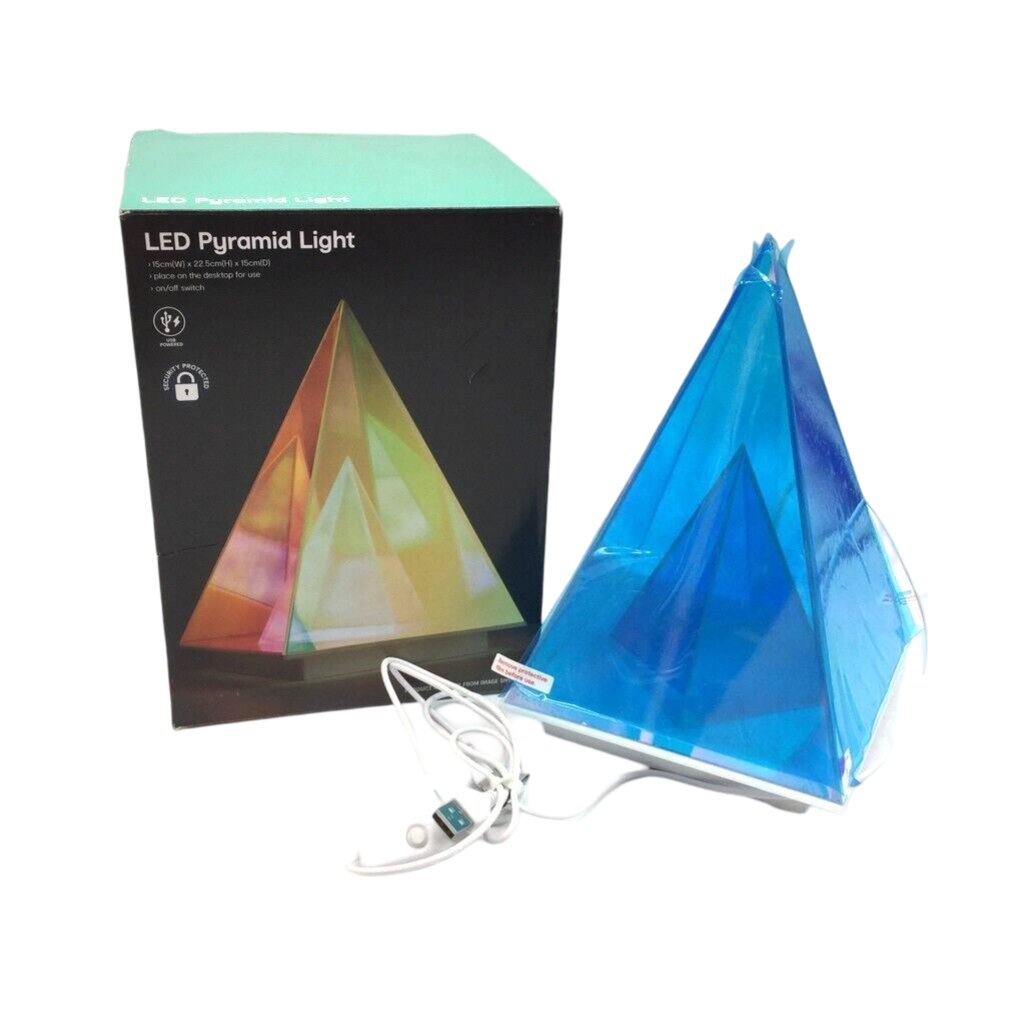 LED Colourful Pyramid Night / Desktop Light USB Powered 15 x 22.5 x 15cm NEW