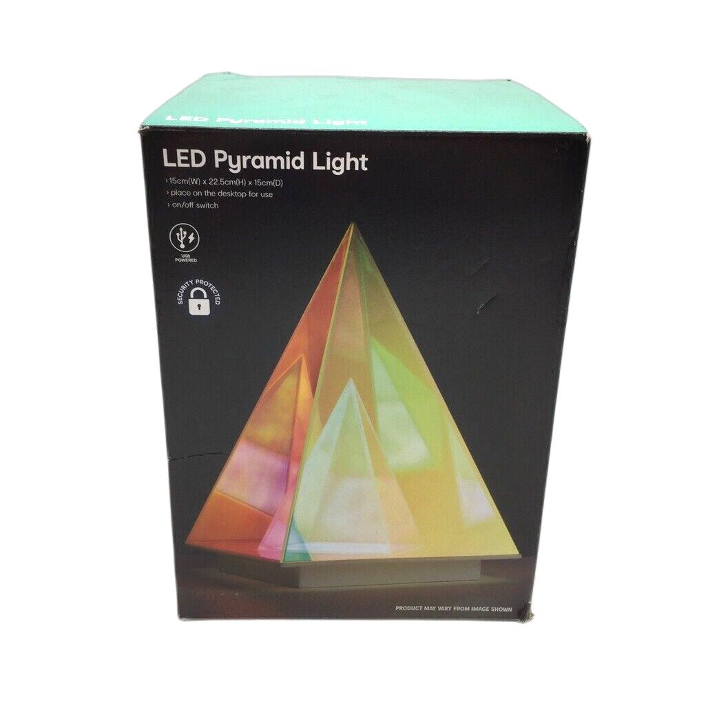 LED Colourful Pyramid Night / Desktop Light USB Powered 15 x 22.5 x 15cm NEW