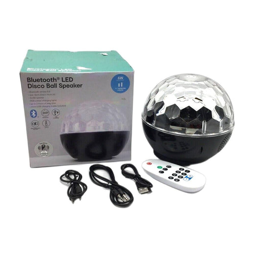 Bluetooth LED Spinning Disco Ball w/ RGB Colour Changing Lights USB Powered NEW