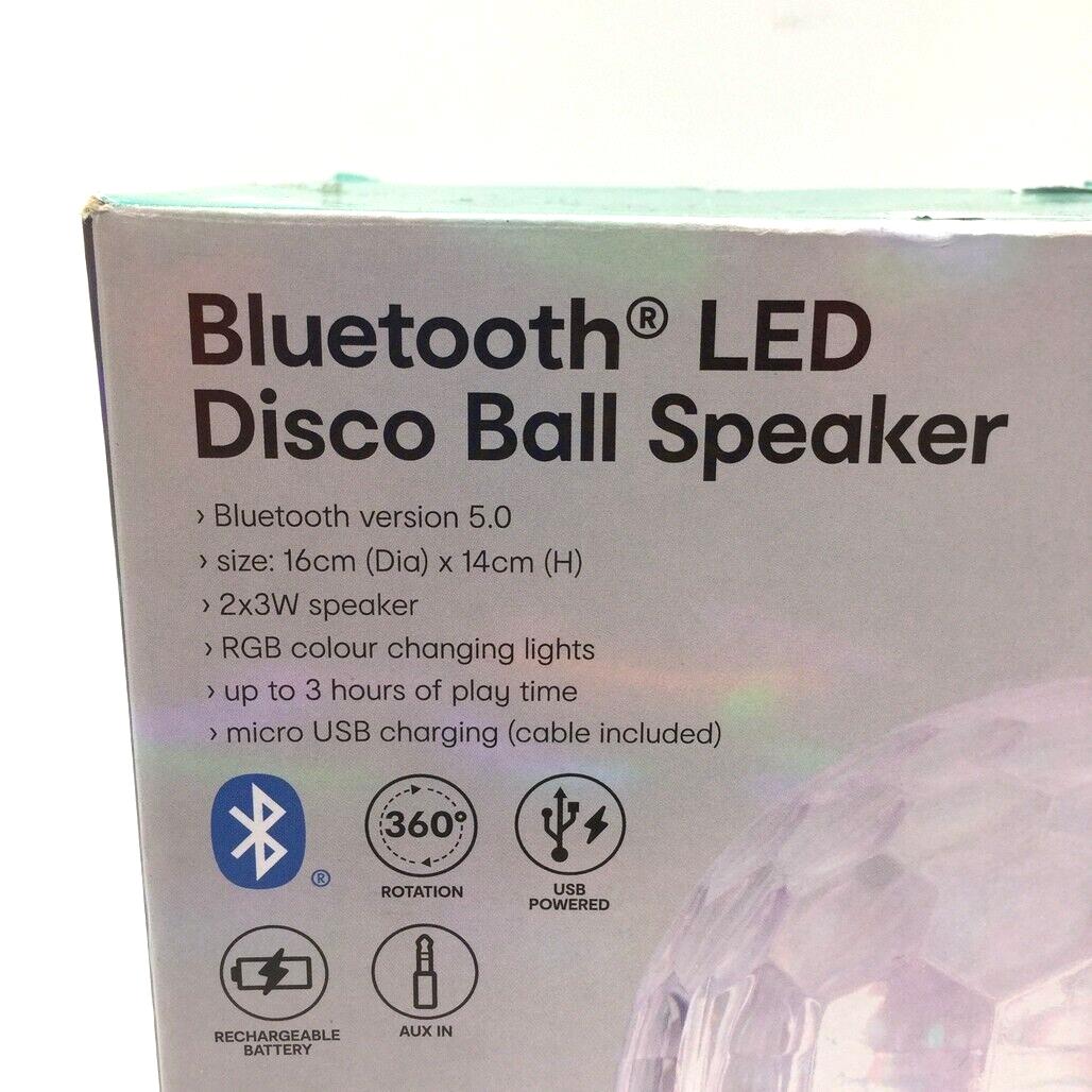 Bluetooth LED Spinning Disco Ball w/ RGB Colour Changing Lights USB Powered NEW