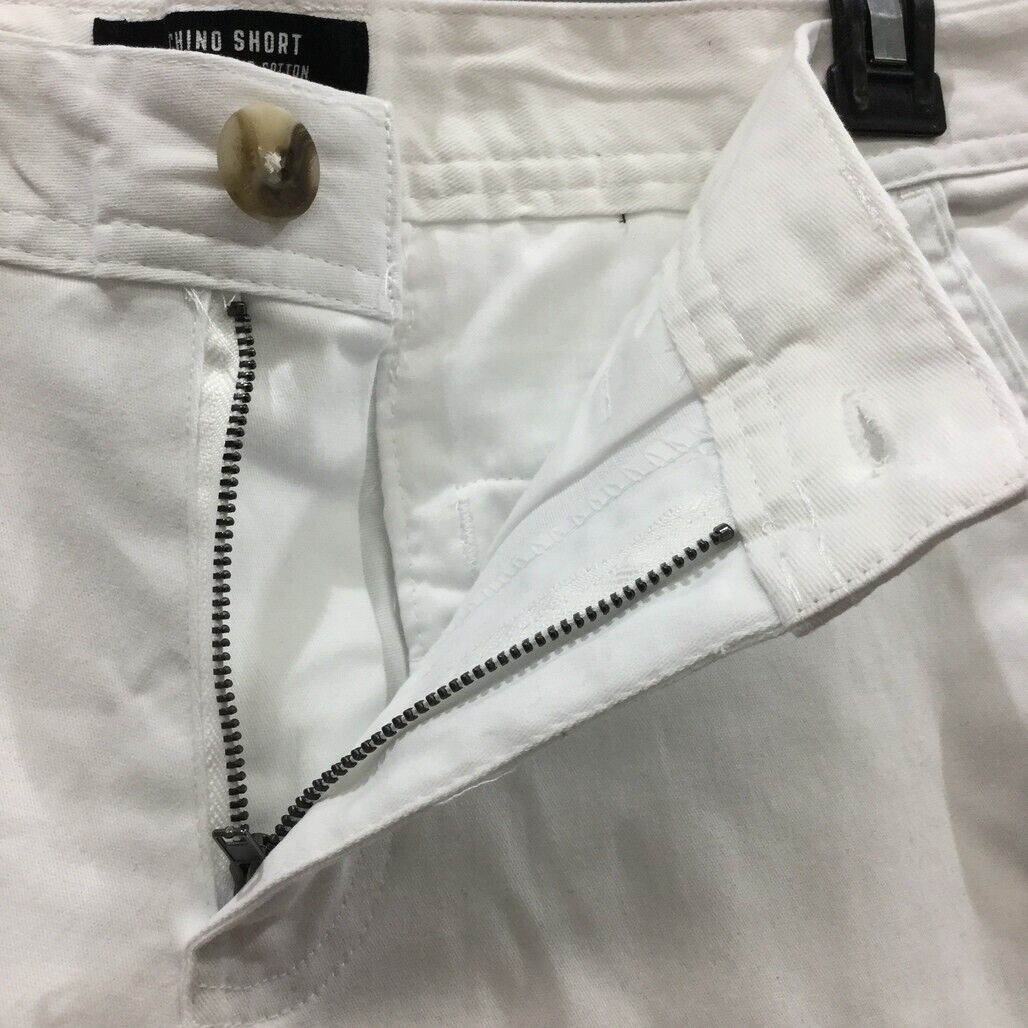 Jay Jays White Zip-Up Button Closure Chino Slim Stretch Shorts Mens Size 32 NEW