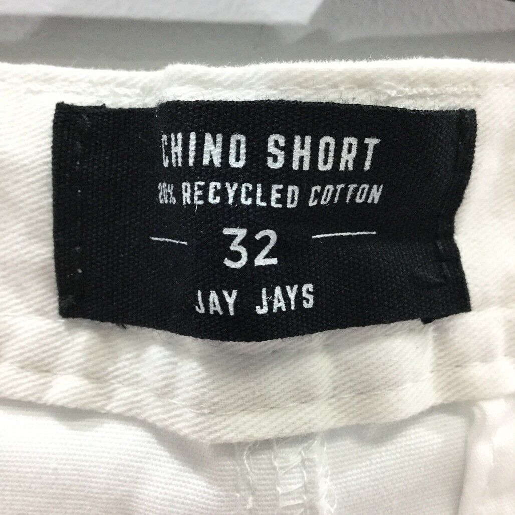 Jay Jays White Zip-Up Button Closure Chino Slim Stretch Shorts Mens Size 32 NEW