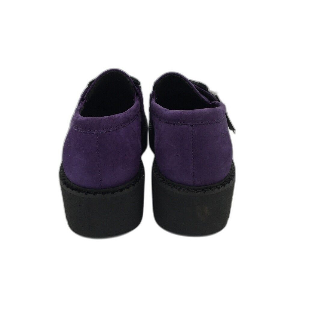 Tamaris Comfort Suede Leather Wedge Heel Loafer Purple Ladies Size US 8 NEW