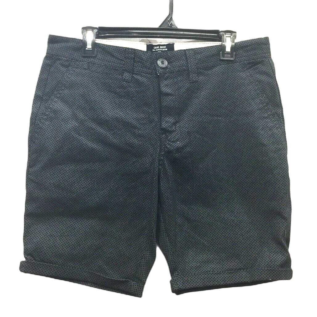 Jay Jays Black & Blue Pattern Chino Slim Stretch Zip-Up Shorts Mens Size 32 NEW