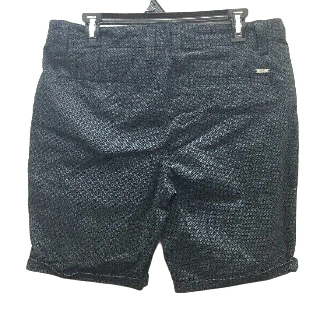 Jay Jays Black & Blue Pattern Chino Slim Stretch Zip-Up Shorts Mens Size 32 NEW