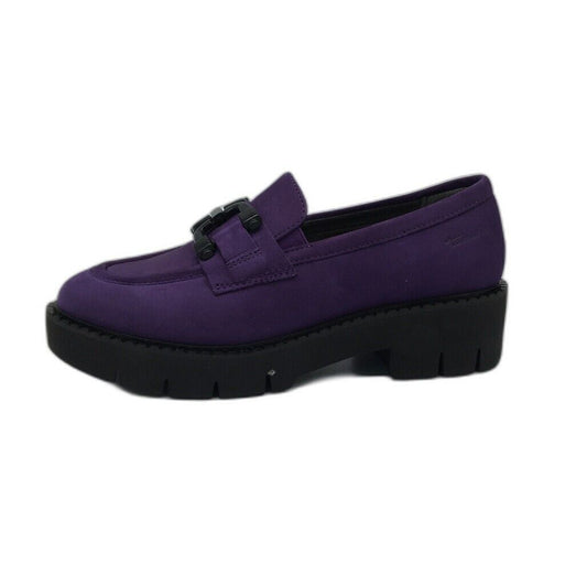 Tamaris Comfort Suede Leather Wedge Heel Loafer Purple Ladies Size US 7 NEW