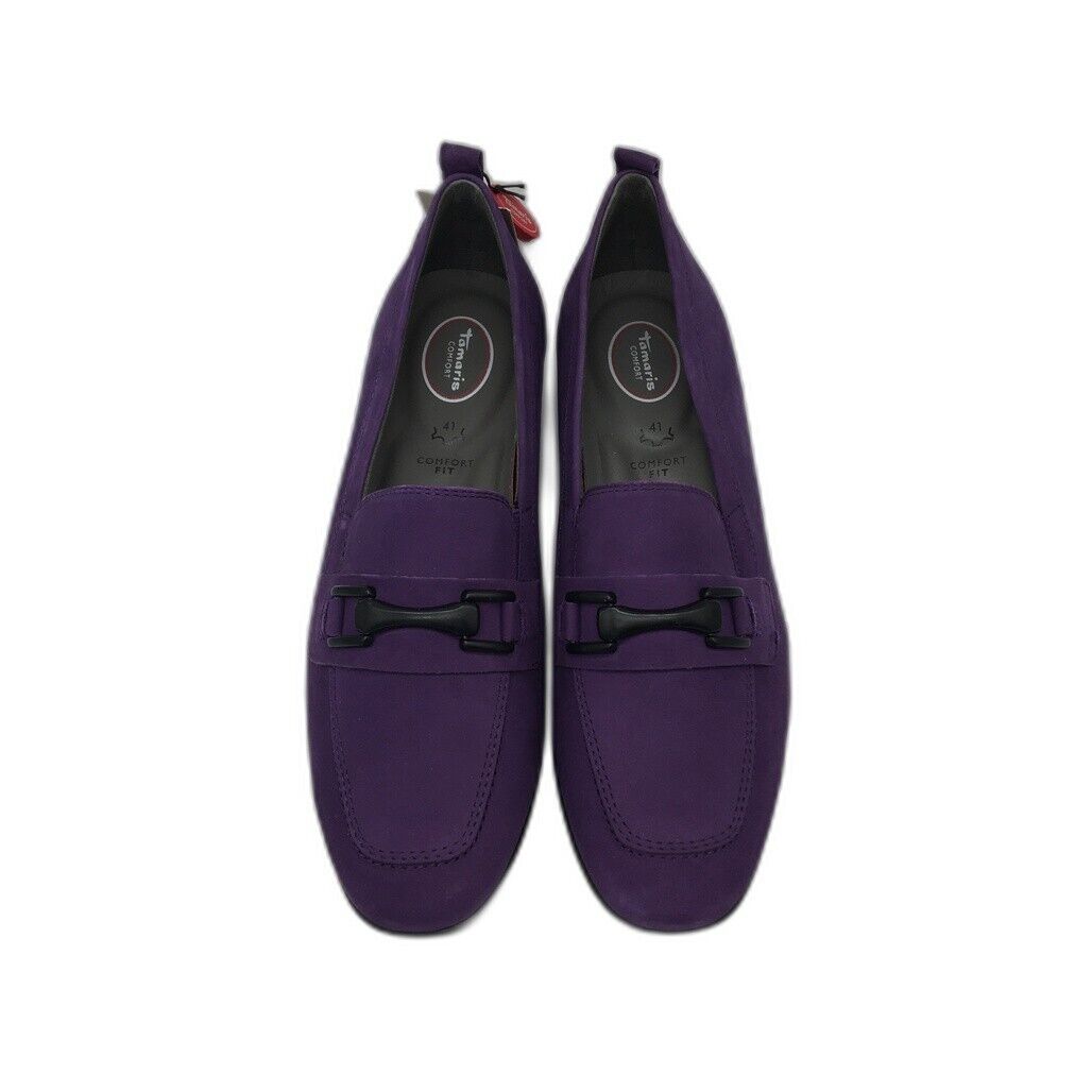 Tamaris Comfort Suede Leather Low Heel Slipper Purple Ladies Size US 9.5 NEW