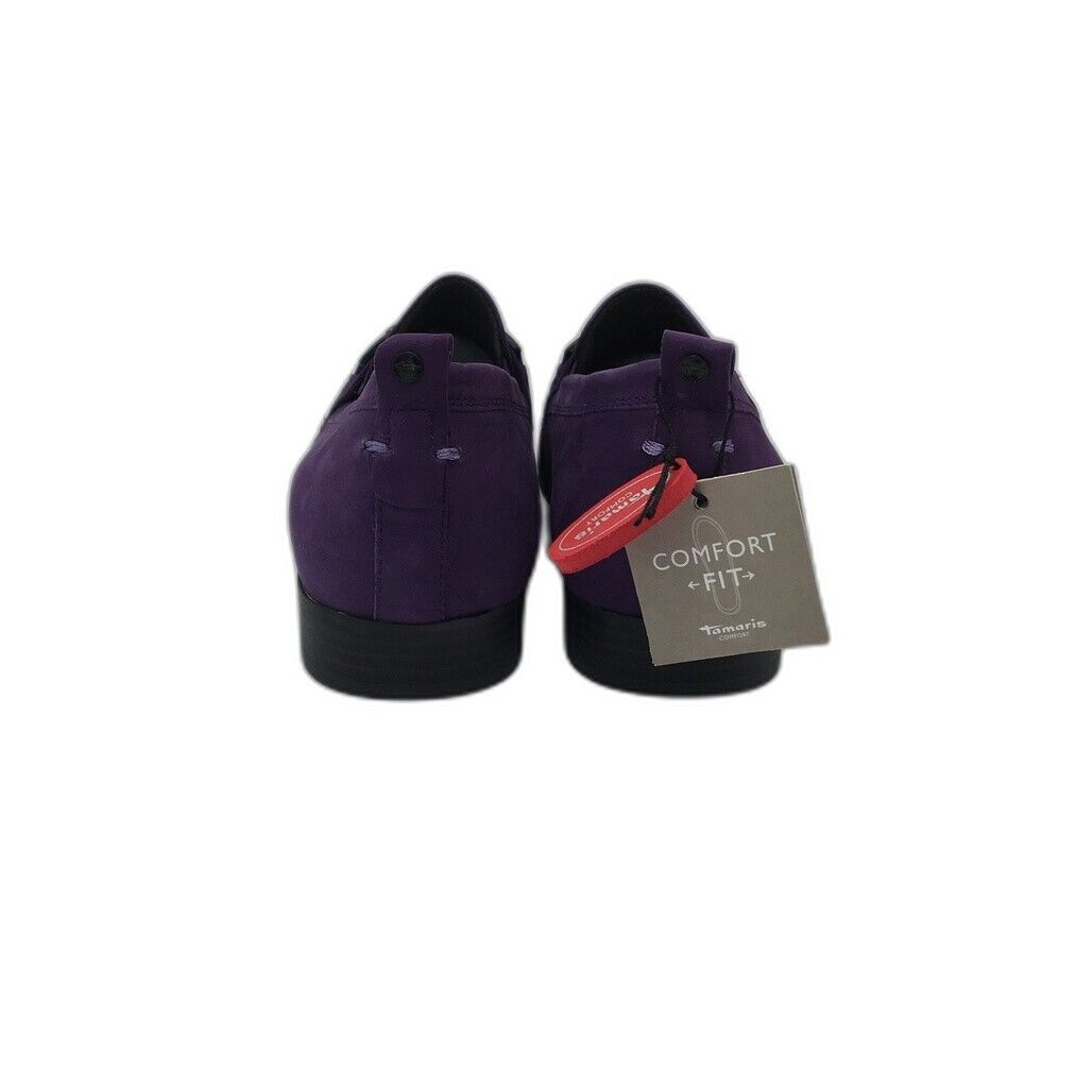 Tamaris Comfort Suede Leather Low Heel Slipper Purple Ladies Size US 9.5 NEW