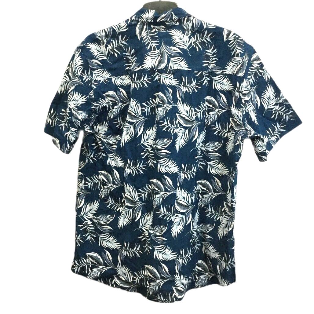 Jeanswest Blue Leafy Design Short Sleeve Button Up Collared Shirt Mens Sz L NEW