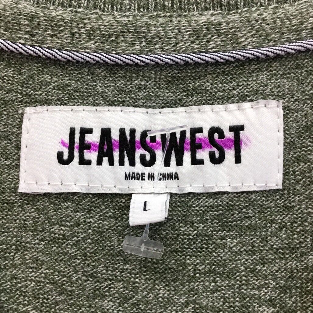 Jeanswest Sage Green Long Sleeve V-Neck Soft Sweater Mens Size Large NEW