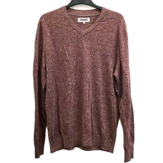 Jeanswest Burgundy Red Long Sleeve V-Neck Soft Sweater Mens Size Large NEW