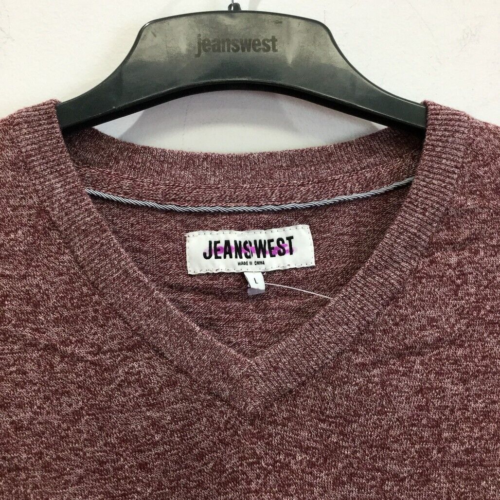 Jeanswest Burgundy Red Long Sleeve V-Neck Soft Sweater Mens Size Large NEW