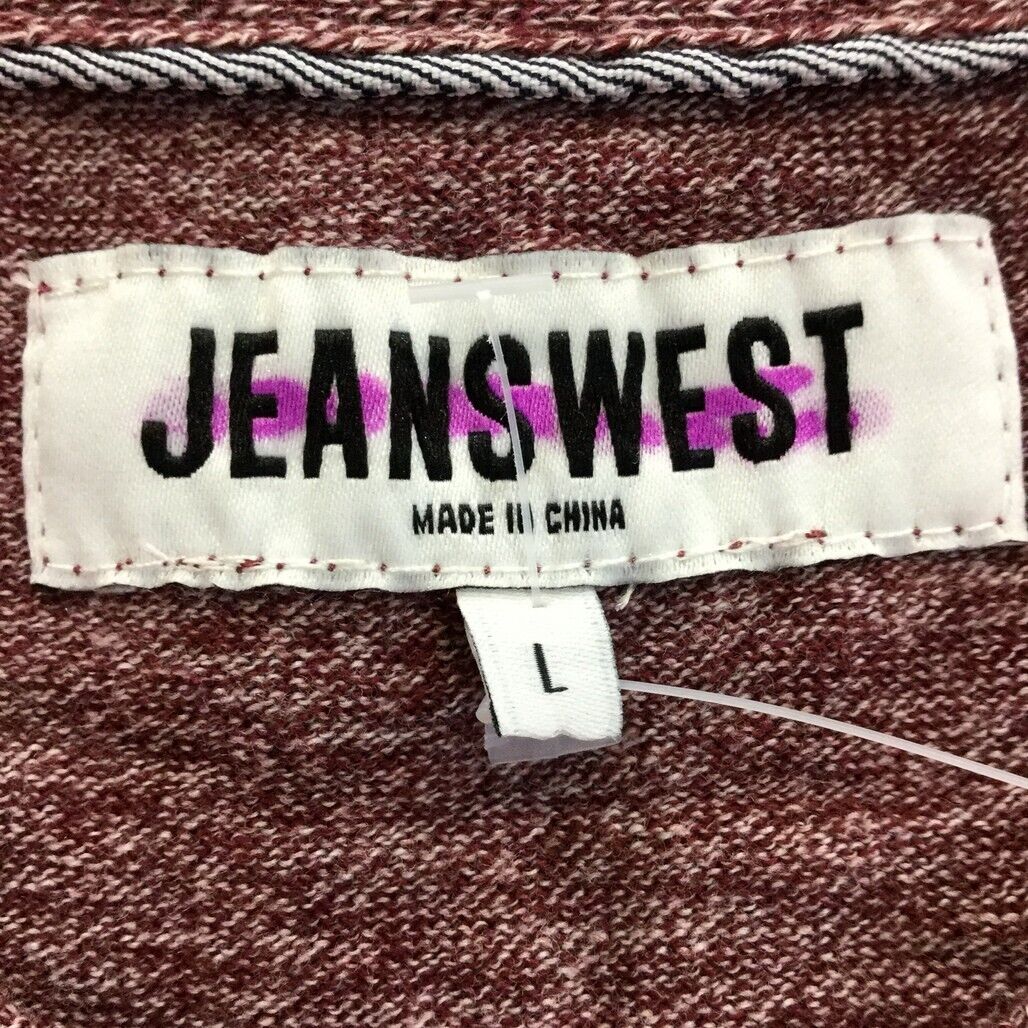 Jeanswest Burgundy Red Long Sleeve V-Neck Soft Sweater Mens Size Large NEW