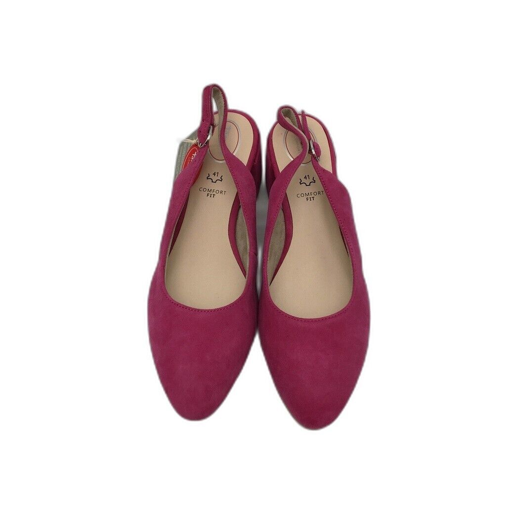 Tamaris Comfort Suede Leather Slingback Fuchsia Ladies Size EU 41 US 9.5 NEW