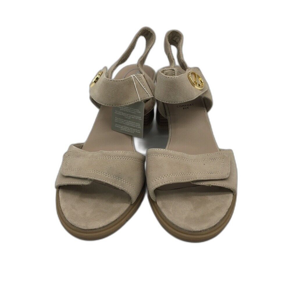 Tamaris Comfort Suede Leather Heeled Sandals Beige Ladies Size EU 42 US 10 NEW