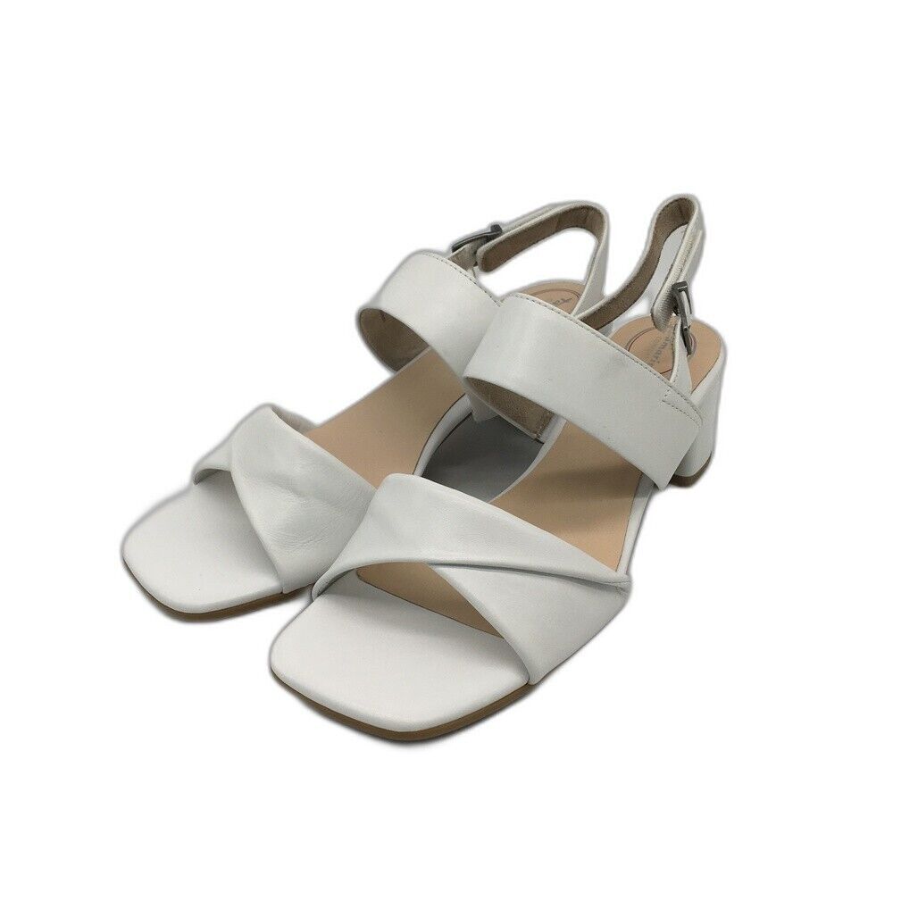 Tamaris Comfort Brushed Leather Heeled Sandals White Ladies Sz EU 41 US 9.5 NEW