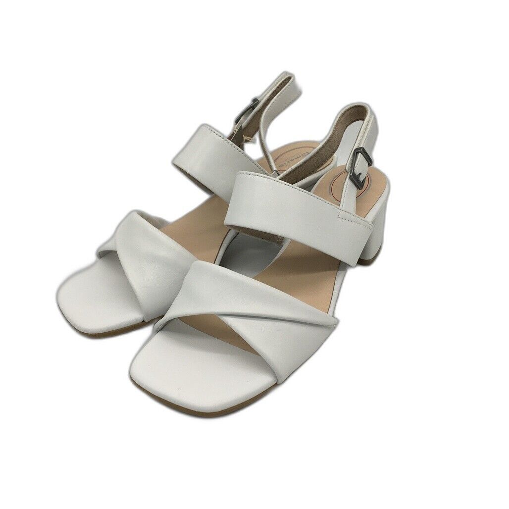 Tamaris Comfort Strappy Leather Heeled Sandals White Ladies Sz EU 40 US 8.5 NEW