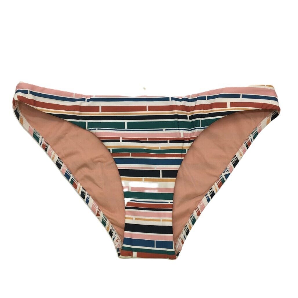 Milea Colourful Striped Brown Swim Summer Ladies Bikini Bottom Size 10 NEW