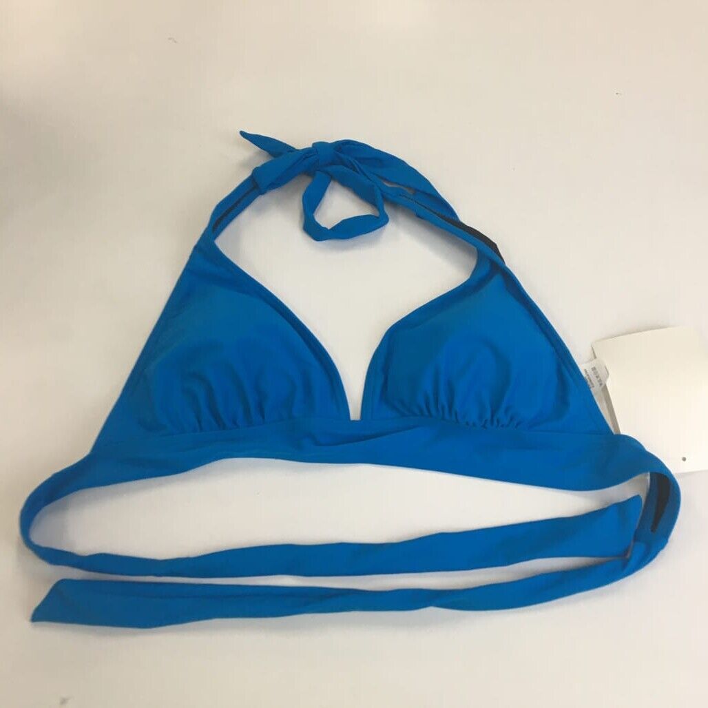 Bright Blue Soft Cup Women's Summer Halter Twist Bikini Top size 10 NEW