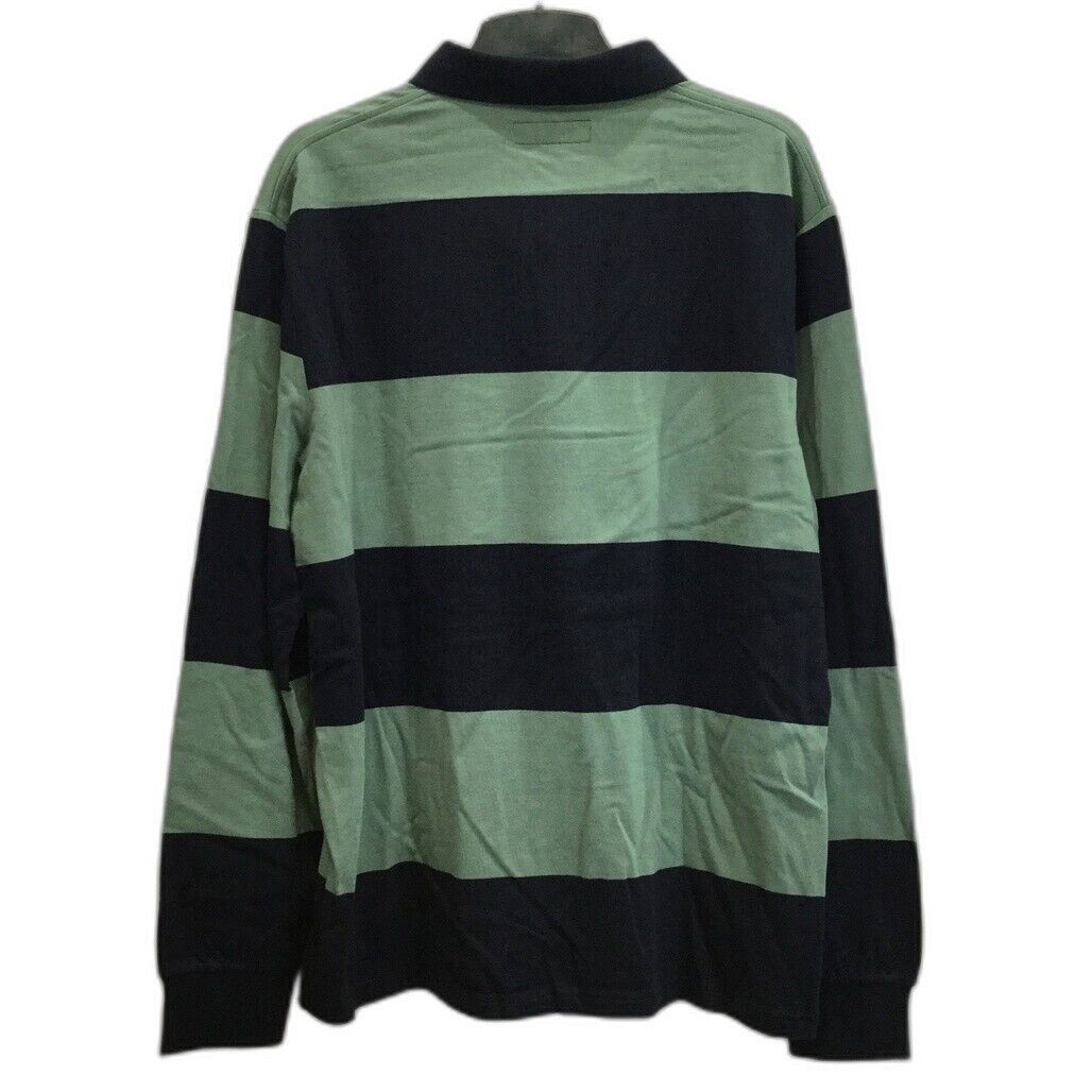 Jeanswest Green & Navy Striped Long Sleeve Collared Rugby Jumper Mens Size L NEW