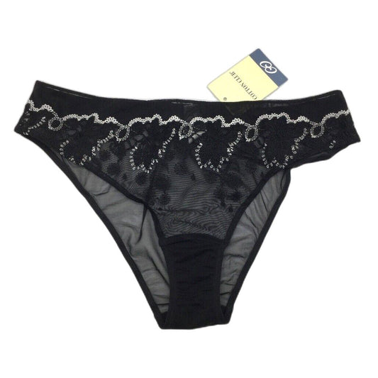 Cotton Club Black Floral Lace Mesh Bikini Underwear Ladies Size Italy 3 / L NEW