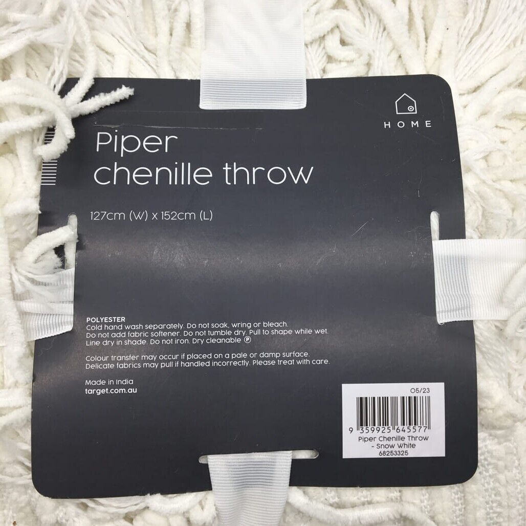 Riper Chenille Super Soft Plush Textured Cosy White Throw 127x152cm NEW