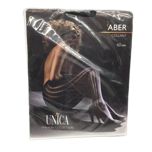 Unica Aber Black 60 Den. Stockings Pantyhose Ladies Size Small/Medium NEW