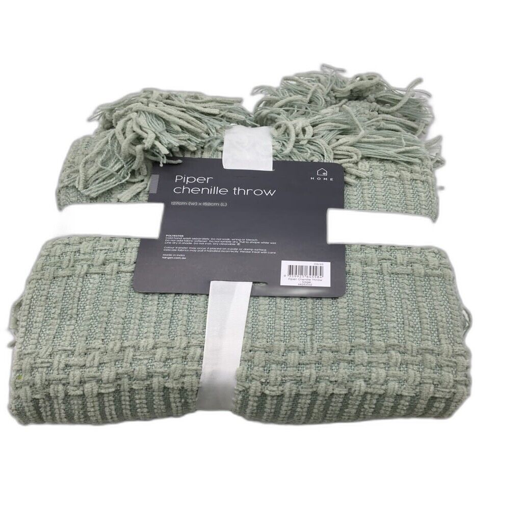 Textured Riper Chenille Super Soft Plush Cosy Green Throw 127x152cm NEW