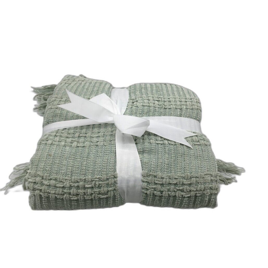 Textured Riper Chenille Super Soft Plush Cosy Green Throw 127x152cm NEW