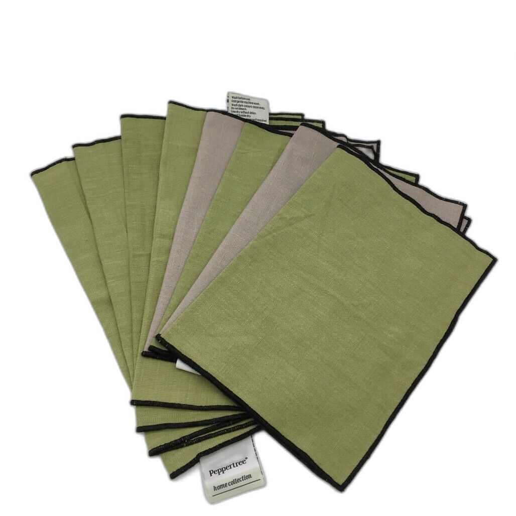 Peppertree Set of 8 Green Cotton Assorted Colours and Sizes Tea Towels NEW