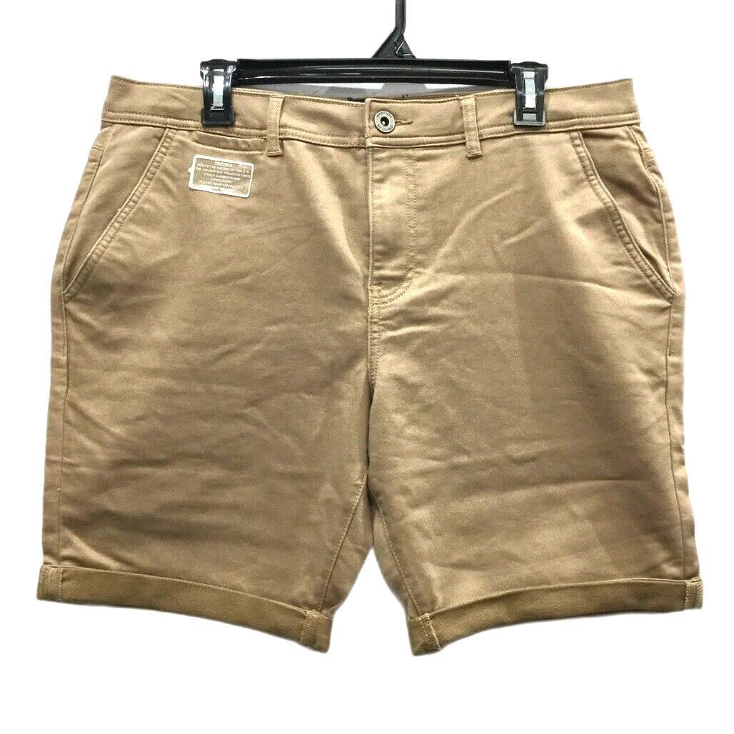 JayJays Brown Flex-It Chino Short Zip-Up Buttoned Shorts Mens Size 34 NEW