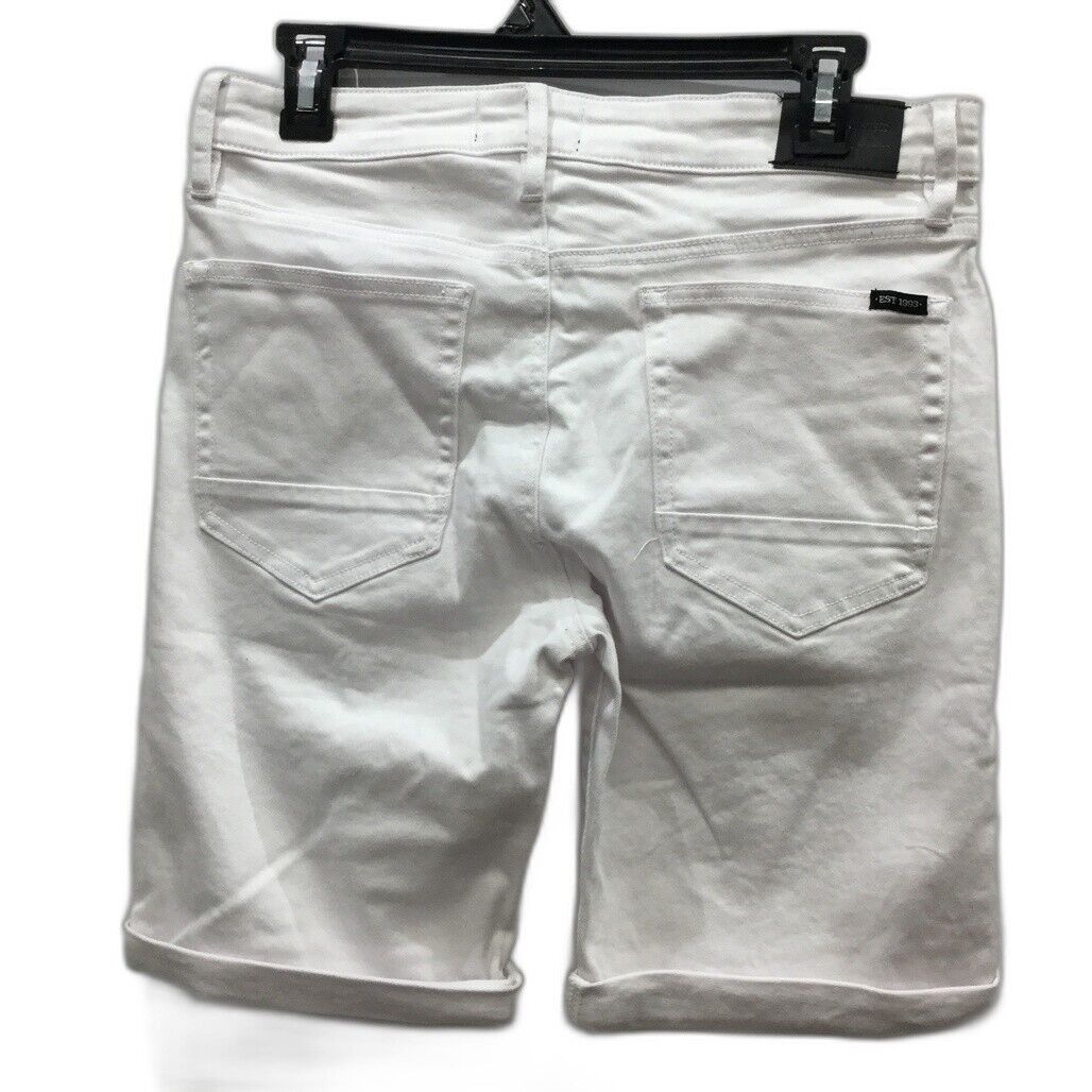 JayJays White Slim Fit Zip-Up Pocketed Buttoned Shorts Mens Size 30 NEW