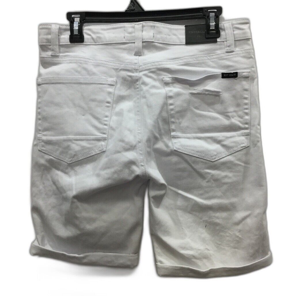 JayJays White Slim Fit Ripped Zip-Up Pocketed Buttoned Shorts Mens Size 32 NEW