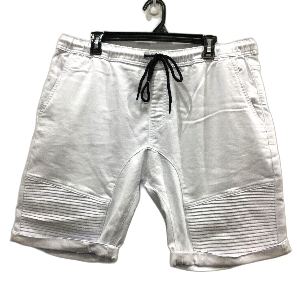 JayJays White Flex-It Pintuck Ribbed Drawstring Shorts Mens Size 40 NEW