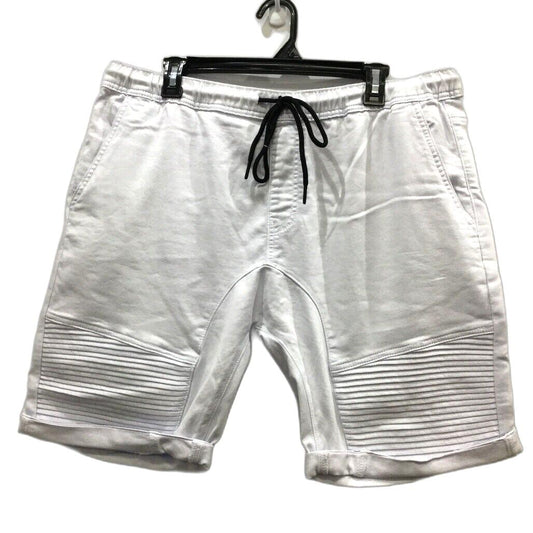 JayJays White Flex-It Pintuck Ribbed Drawstring Shorts Mens Size 40 NEW