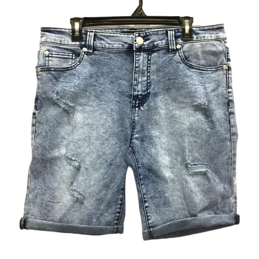 JayJays Blue Slim Ripped Distressed Zip-Up Button Pocket Shorts Mens Sz 34 NEW