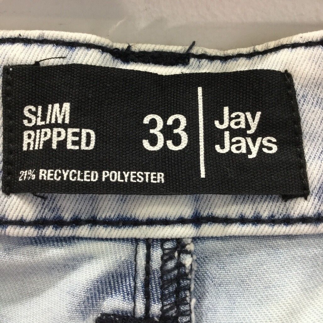 JayJays Blue Slim Ripped Zip-Up Button Recycled Polyester Shorts Mens Sz 33 NEW