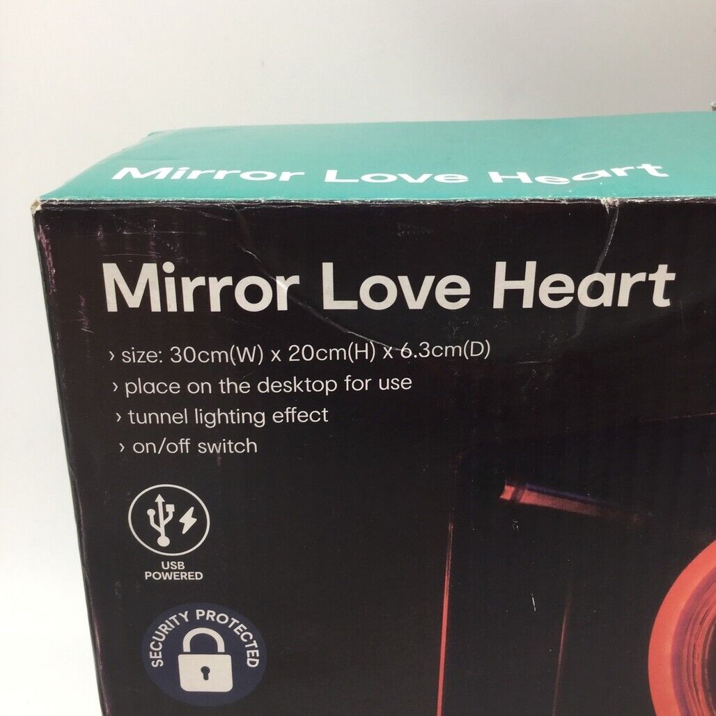 Mirror Love Heart Tunnel Light Effect USB Powered On/Off Switch 30x20x6.3cm NEW