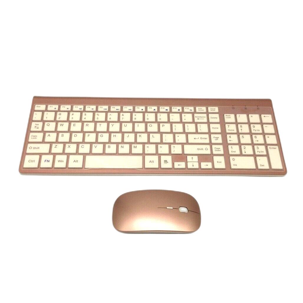 Topmate Rose Gold Wireless Keyboard & Mouse Set Ultra Thin Battery Powered NEW