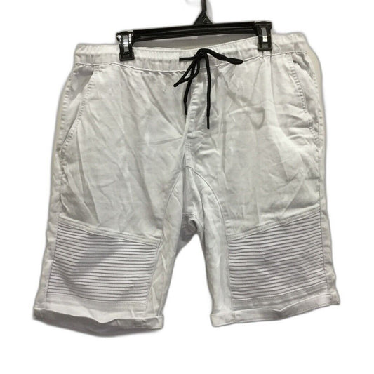 JayJays White Pintuck Short Ribbed Pocketed Drawstring Shorts Mens Size 36 NEW