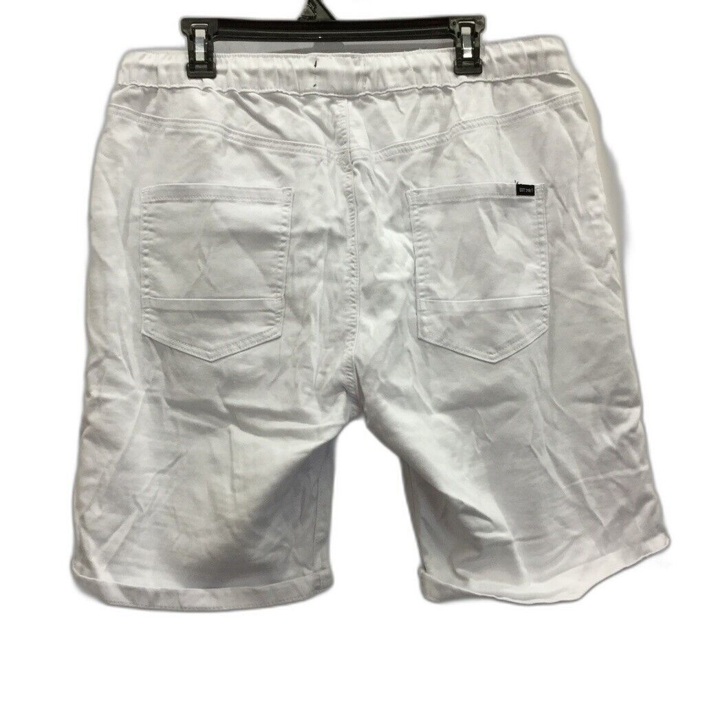 JayJays White Pintuck Short Ribbed Pocketed Drawstring Shorts Mens Size 36 NEW