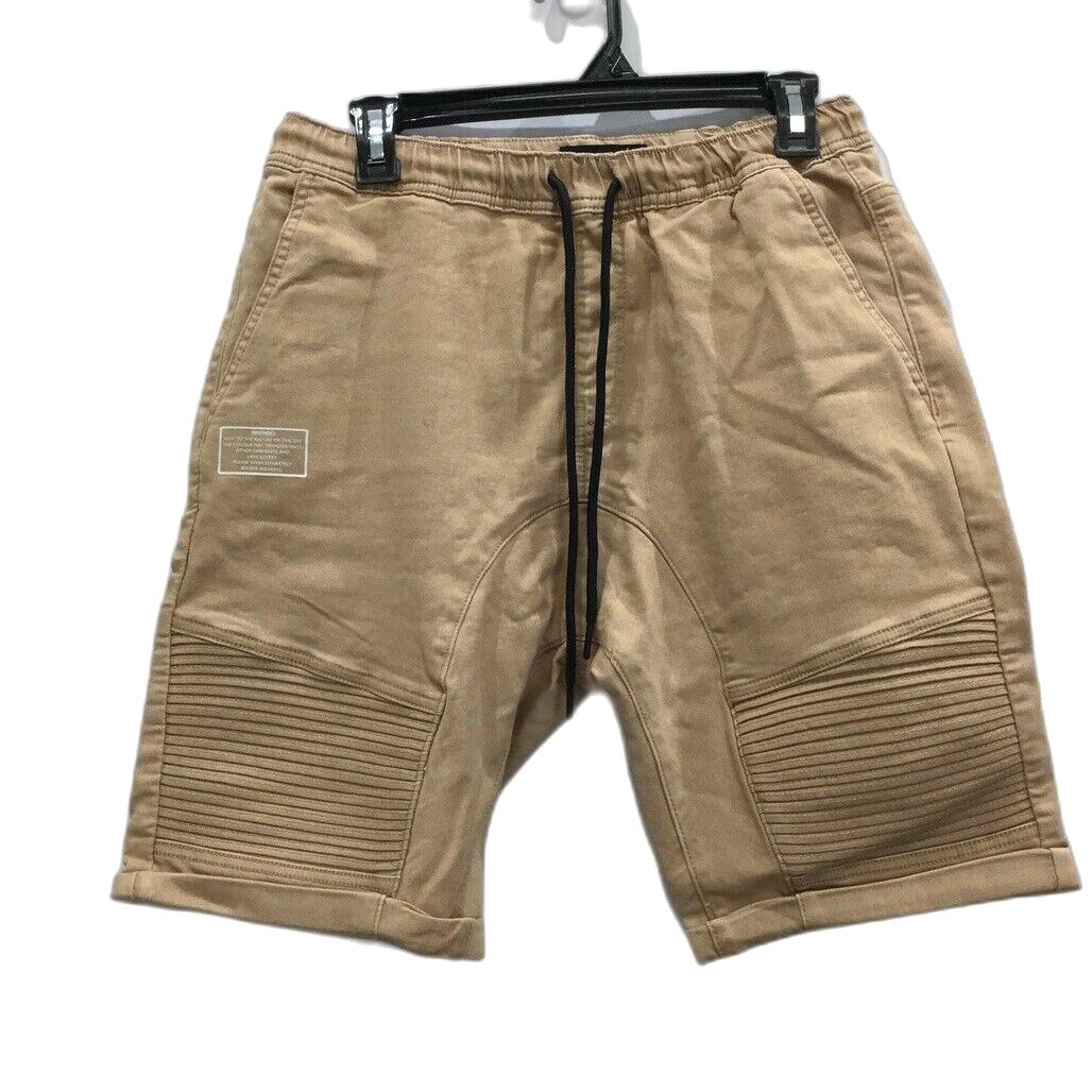 JayJays Tan Brown Flex-It Pintuck Ribbed Drawstring Shorts Mens Size 34 NEW